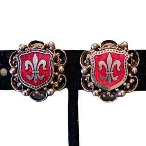 Fluer de Lis  & Coat of Arms Screwback earrings.